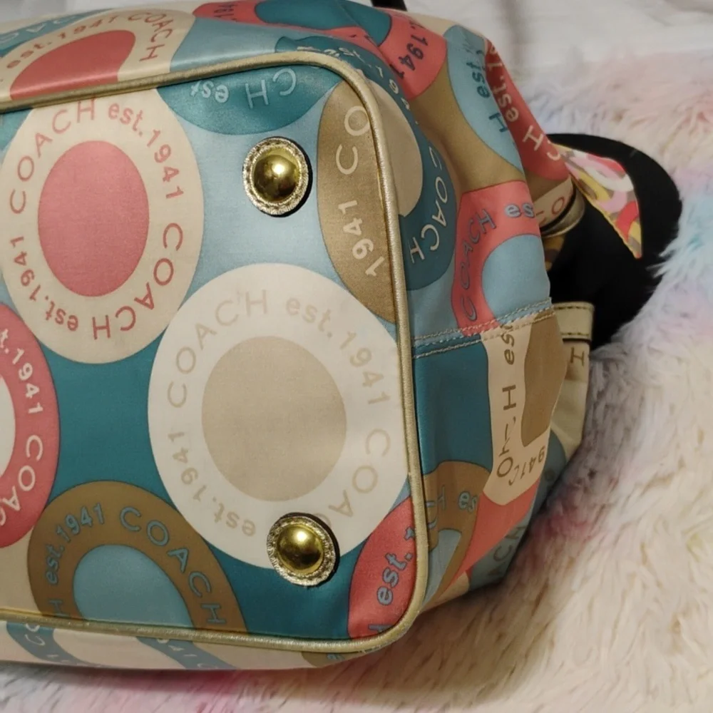SALE! Coach Twist Lock 3 Compartment Vintage Shoulder Bag W Hangtags & Scarf - Picture 10 of 15